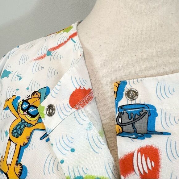 Vintage Garfield Scrub Jacket Cherokee Brand Painter Artist Cartoon Size S - Picture 3 of 13